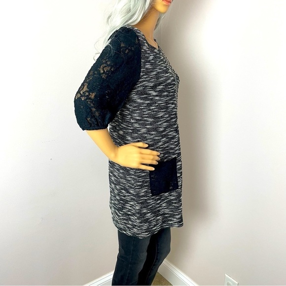 Anthropologie Postage Stamp Tunic Sweater – Lace Sleeves & Pockets – Small - Picture 5 of 11